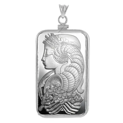Sterling Silver Screw Top Plain Bezel And Pamp Suisse Fortuna 1 Oz Silver Bar • $169.95