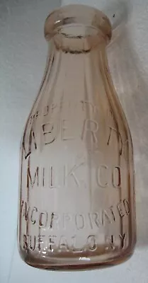 Vintage LIBERTY MILK CO Buffalo NY 1 Pint Pink Or Peach Glass MILK BOTTLE • $12.99