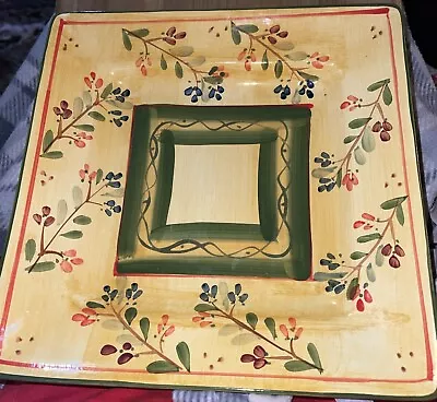 HD Designs Square Plate Approx 10.5” Yellow With Multicolor Floral Pattern Nice • $11.16