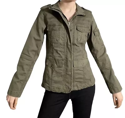 Kensie Utility Cargo Style Stretch Jacket Military Green Size Small Zip Up • $19.99