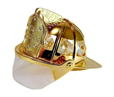 £23.94 • Buy Firefighter 24-K Gold Plated & Austrian Crystal Mini Fire Fighter Helmet New