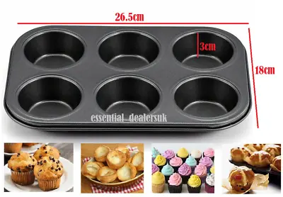 £5.75 • Buy Non Stick 6 Cupcake Baking Pan Tray Tin Cup Cakes Yorkshire Pudding Muffin Bun