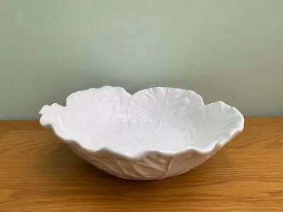 Bordallo Pinheiro Large Cabbage Leaf Serving Bowl Beige White Portugal 29 Cm • £20