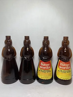 Lot Of 4 Mrs. Butterworth’s Syrup Glass Bottle 2 Labeled 24oz Amber Kerr • $29.99