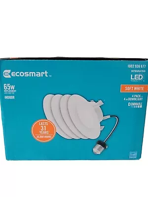 EcoSmart 4 Pack Retrofit LED Soft White Downlights 65w 4  Can Light Replacements • $25