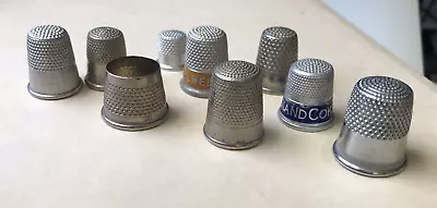 Vintage Lot Of 9 Assorted Metal Thimbles Pre-Owned • $9.50