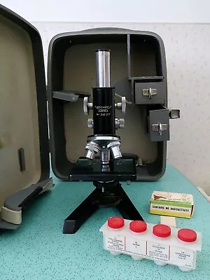 Vintage Reichert Austria Monocular Microscope Serial Number 240217 In Leitz Case • $157.49