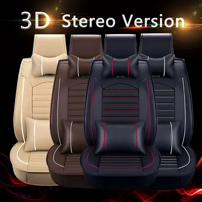 $25.98 • Buy Universal Deluxe 5-Seats Car Seat Cover Front Rear PU Leather Cushion Full Set