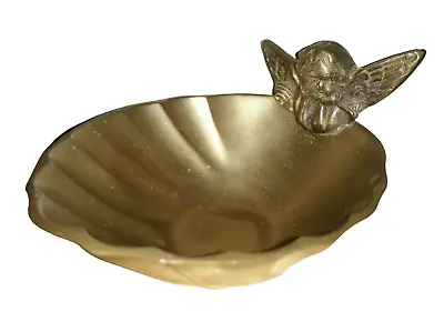 Vintage Solid Brass Oval Cherub Angel Candy Soap Jewelry Trinket Dish India • $17