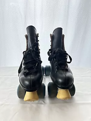 VTG Sure Grip X7L Roller Skates Black Leather Size 10 Made In The USA • $50