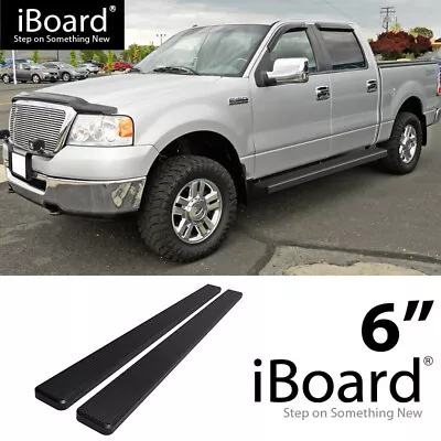 Running Board Side Step Bar 6in Steel Black Fit Ford F150 SuperCrew Cab 04-08 • $209