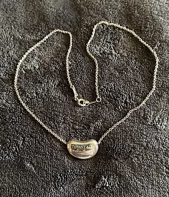 Tiffany & Co. Elsa Peretti 925 Silver 0.75” Bean Pendant & 17” Necklace • $125