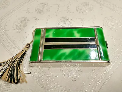 Vintage Art Deco Enamel Camera Form Compact Cigarette Case Powder Lipstick Set • $70