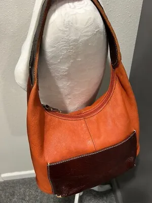 Ellington Orange Pebbled Leather Hobo Shoulder Handbag Brown Pocket 13 X9 X5  • $29.95