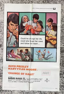 Original ELVIS PRESLEY 1969 CHANGE Of HABIT One Sheet MOVIE POSTER • $150