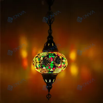 Turkish Moroccan Glass Mosaic Ceiling Hanging Chandelier Light Lamp Large Globe • $77.99