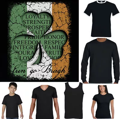 $13.55 • Buy IRISH T-SHIRT, St Patricks Day Lucky Clover Ireland Flag Rugby Football Tee Top