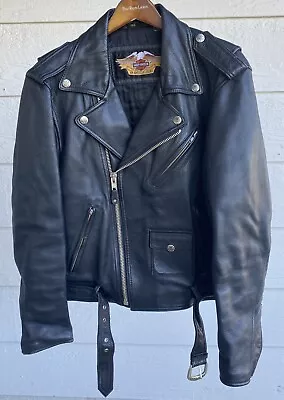 Vintage Harley Davidson Made In USA Leather Motorcycle Biker Jacket Men's 42 • $169.95