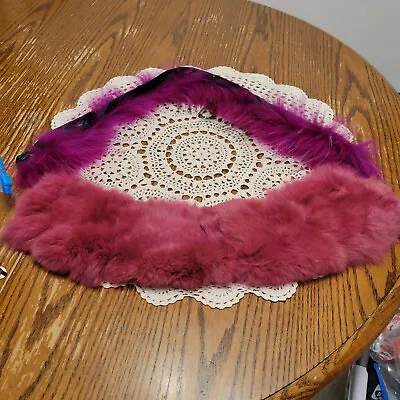 Genuine Rabbit & Fox  Fur Collar Pieces   Pink   20 In. X 4 In • $19.57