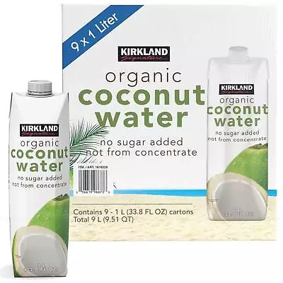 Kirkland Signature Organic Coconut Water Palm Tree No Sugar Carton Pack 9x1Litre • £59.99