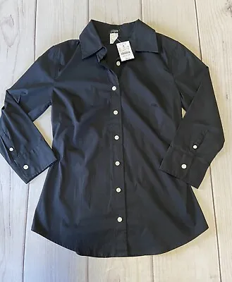 J Crew Factory Women's Cut Button Down Blouse Shirt Size XS Black New With Tags • $34.26