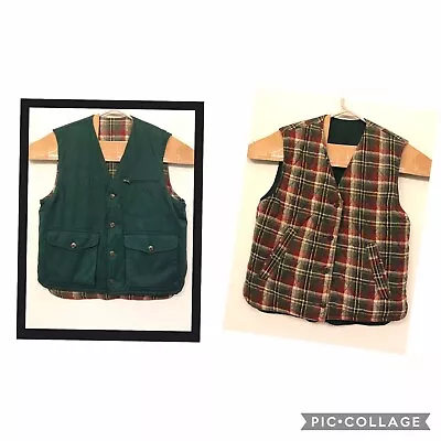 Max Wear Mens LARGE Green Vest Quilted 100% Cotton Flannel Lined R26 • $25.19