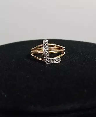 14k Gold | UDKO Genuine Diamonds | Initial  L  Ring | Size 5 (5171) • $450