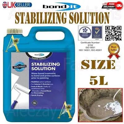 Bond It 5L STABILISING SOLUTION Primer Paint Concrete Masonry Surface - 5 Litres • £14.35
