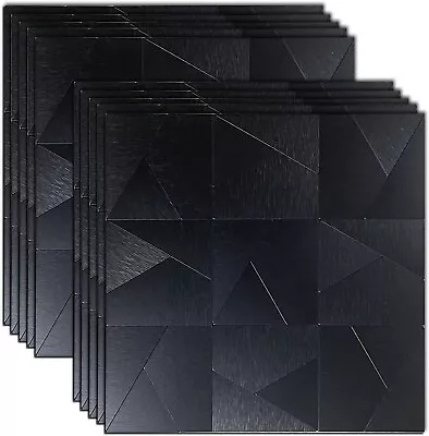 9 Sheets Peel And Stick Metal Backsplash Tiles Self Adhesive Aluminum Mosaic 3D • $35.19