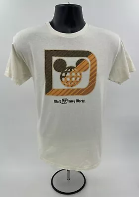 Walt Disney World WDW Disney Parks Shirt Beige Orange Mickey Mouse Mens Medium M • $21.49