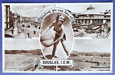 Postcard Douglas. I.O.M. Multiview.'Moira Lister' Actor. Postmark Laxey RP 1955 • £3.99