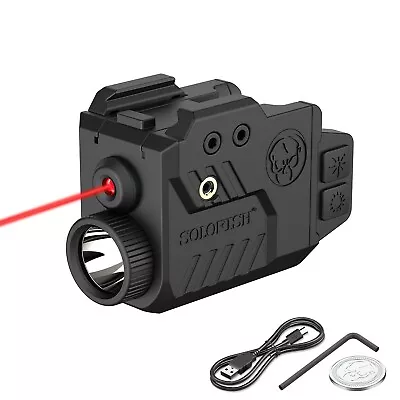 Solofish 700 Lumens Flashlight & Red Laser Sight For Pistol Hand Gun Picatinny • $25.19