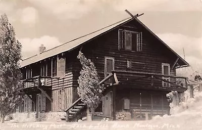 Montague MI Jack & Jilll Ranch~Hitching Post~Fierce Animal Statue~Snow RPPC 1949 • $8.75