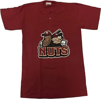 Modesto Nuts Milb Minor League Men's 2-Button Crew Neck Jersey Shirt SMALL • $19.95