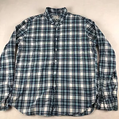 J.Crew Shirt Mens XL Button-Down Blue Madras Plaid Long Sleeve Casual • $18.89