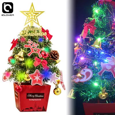 2ft Small Christmas Tree Mini Tabletop Artificial With Lights Decor DIY Ornament • $14.99