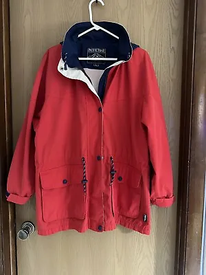 Vintage Pacific Trail Parka Mens Large Red Hooded Jacket Outdoor Canvas Size L • $19.75