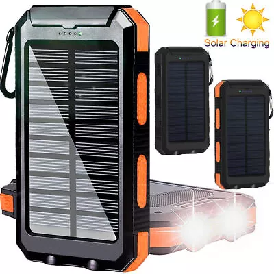 $23.99 • Buy Portable LED Solar Power Bank External Battery Dual USB Phone Charger Waterproof