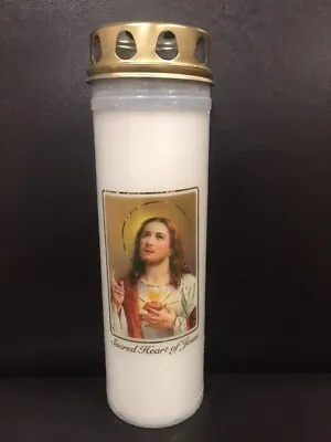 Sacred Heart Pillar Candle For Outdoor Or Indoor Use. Religious Grave Memorial • £9.99