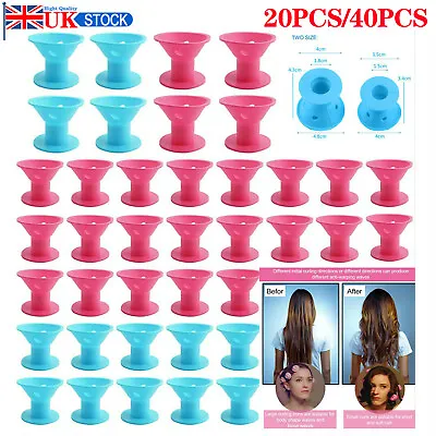 20/40PCS No Heat Silicone DIY Soft Magic Hair Curlers Rollers Care Heatless Clip • £5.98
