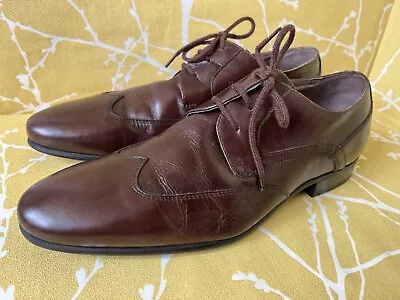 Paco Mens Stylish Brown Leather Oxford Lace Up Shoes Size Size 8 Uk 42 Eur  • £28.50