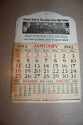 RARE Vtg 1942 Metal Selinsgrove PA High School Student Band Calendar WWII Era • $44.95