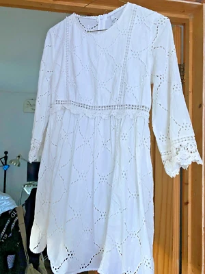 £14 • Buy Zara Broidere Anglaise Playsuit Shorts Dress Size 8/10 Small White