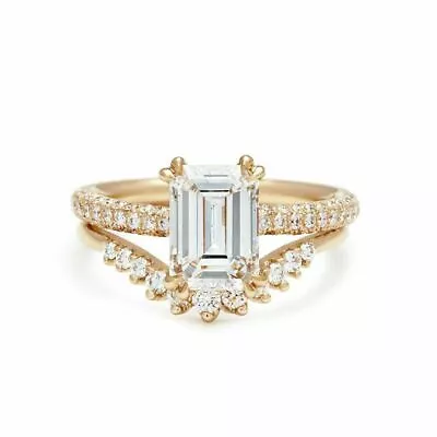 2.5ct Simulated Diamond Engagement Ring Yellow Gold Plated Bridal Set Band • £131.99