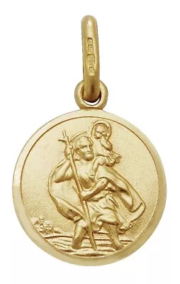 Men's 9ct Gold Round St Christopher Necklace • £215.70