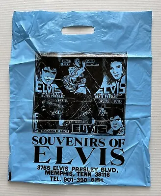 Elvis Presley Souvenirs Of Elvis Plastic Shopping Bag Blue Memphis TN • $14.99