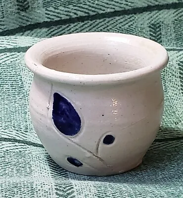 Vtg Stoneware Williamsburg Pottery CROCK Cobalt Blue Flower  • $9.59