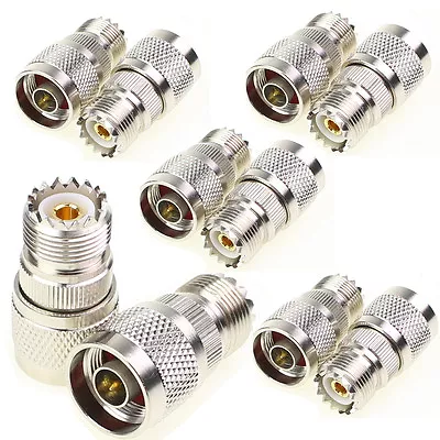 $28.90 • Buy 10 Pcs Coax Adapter N Male To UHF PL-259 Female Straight Coax RF Connector Plug