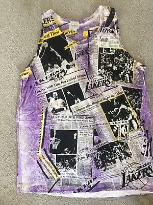 Vintage Lakers Magic Johnson All Over Print Tank Top 90s Deadstock OG Super Rare • $79.99