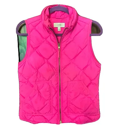 J Crew Hot Pink Quilted Down Vest With Pockets Women XS • $14.85